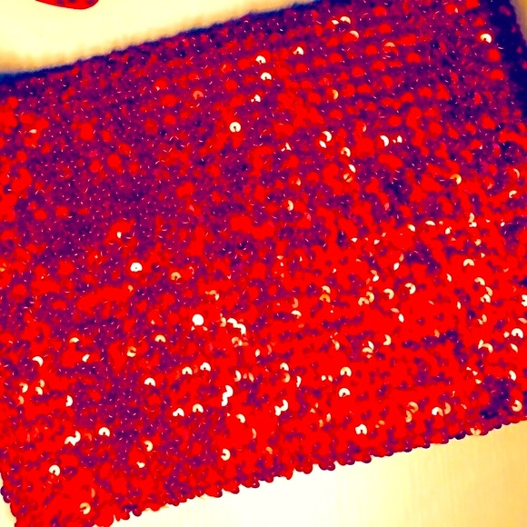 Boston Proper red metallic sequin All elastic tube top x-small - small - Picture 5 of 16